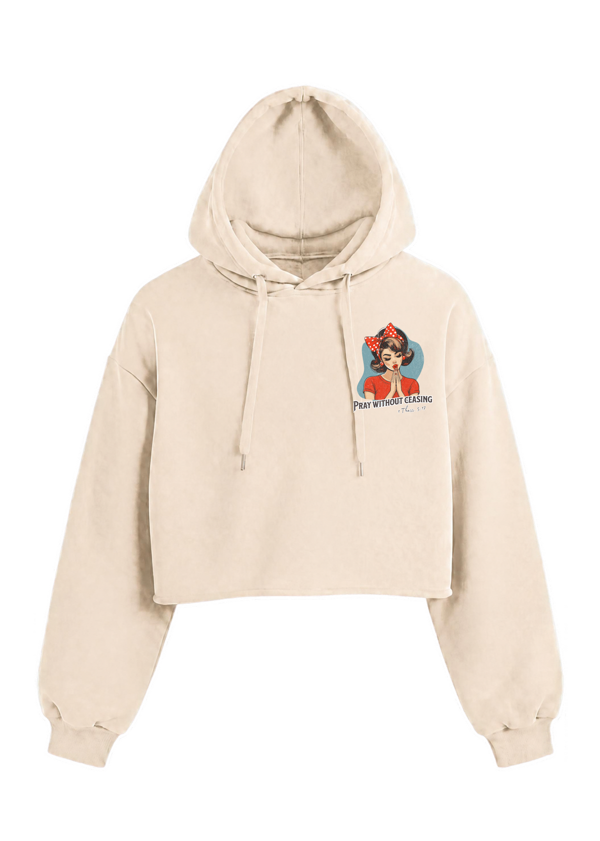 Pray without Ceasing - Cropped Hoodie (Cream)