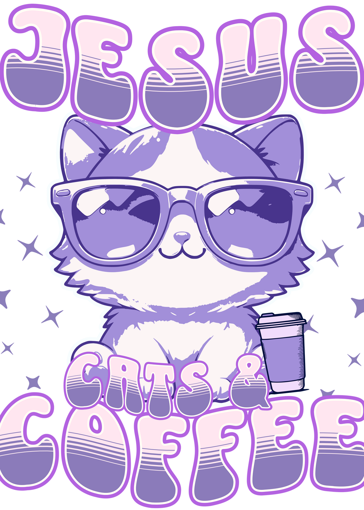 Permanent Decal - Jesus, Cats,  & Coffee