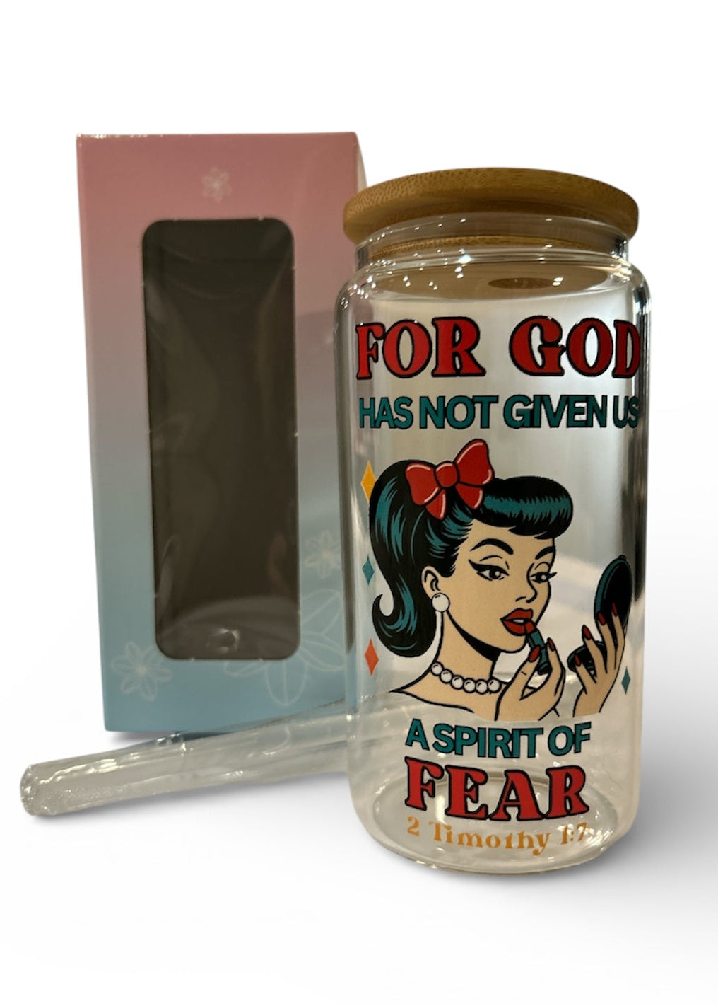 Glass jar with a lid and graphic design on a white background