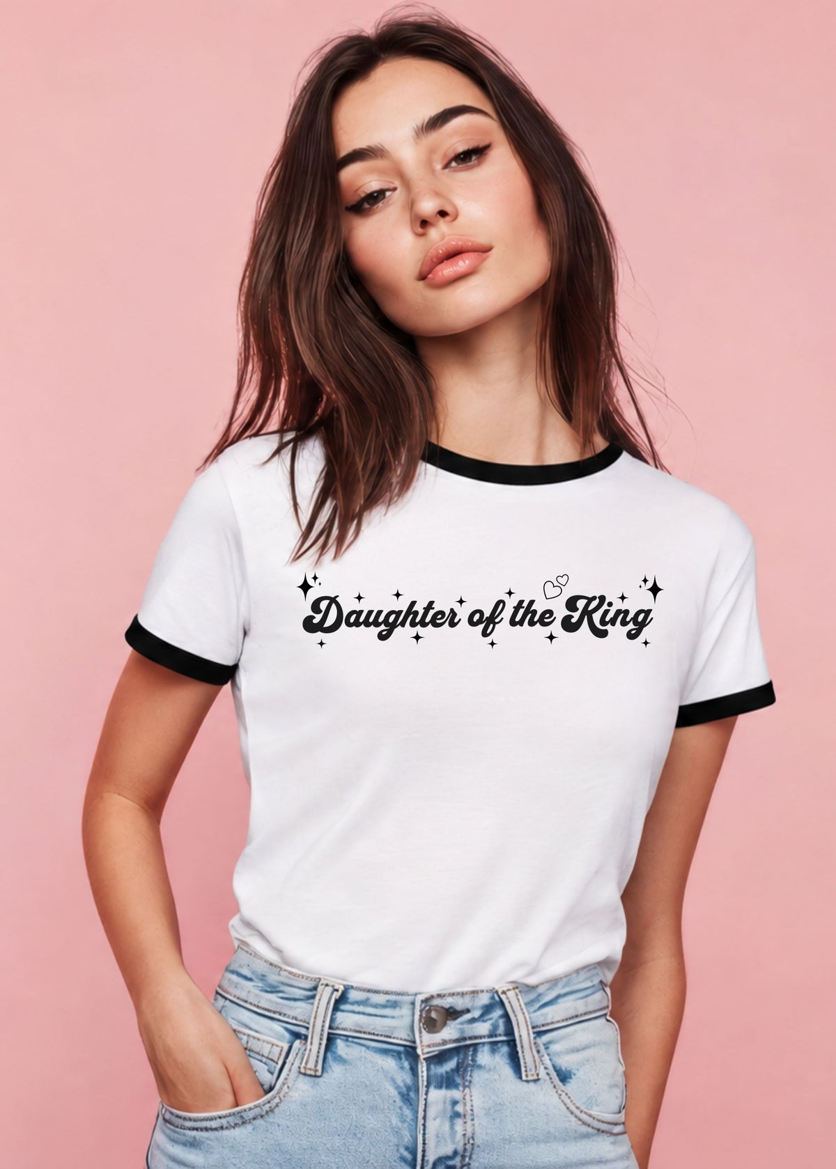 Daugher of the King - Ringer Tee (Vintage White w/ Black)