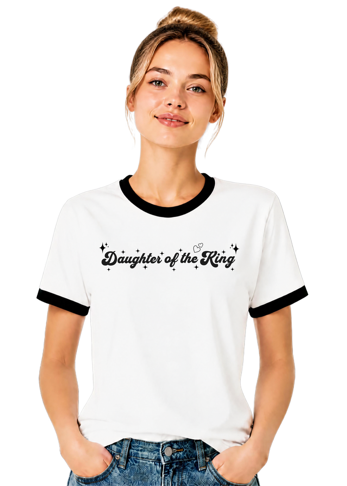 Daugher of the King - Ringer Tee (Vintage White w/ Black)